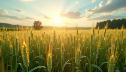 Wall Mural - Harvests Hues  A Sunlit Fields Golden Glow