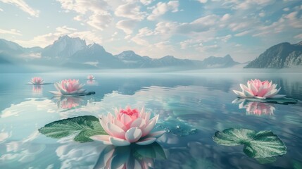 Wall Mural - Illustration of a dreamy and beautiful Chinese-style lotus