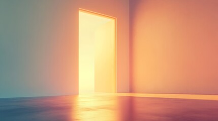 Aufkleber - A conceptual image of a door opening into a bright unknown world representing the potential for discovery adventure and new opportunities