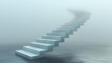 Poster - Conceptual image of a floating staircase levitating in an empty abstract space leading to an unknown limitless destination  The minimalist