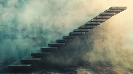 Poster - A conceptual image of a floating staircase leading to nowhere symbolizing the endless possibilities dreams and imagination  This surreal architectural represents the unknown