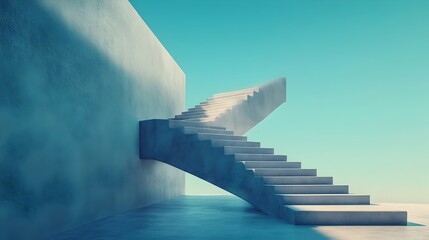Poster - A conceptual image of a staircase with steps that change direction unexpectedly creating an abstract geometric design that challenges perception and inspires creative thinking
