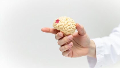 Wall Mural - Hand gently holding a brain model