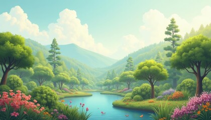 Poster - Enchanting Forest  A serene landscape of natures beauty