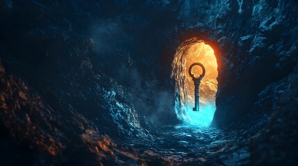 Poster - A conceptual image of a key opening a portal to another dimension revealing the boundless potential and infinite possibilities that lie beyond the known realm