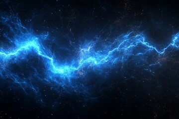 Abstract blue lightning strikes on dark background.