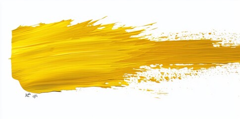 Poster - YELLOW BRUSH STROKES Isolated on transparent PNG, yellow ink brush splashes.