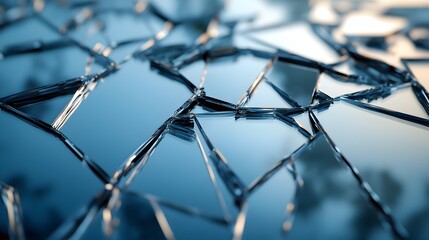 Poster - A conceptual digital artwork depicting a mirror shattered into countless pieces each fragment reflecting a different surreal or abstract scene