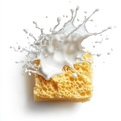 Poster - Sponge soaked in white foam splash, cut out