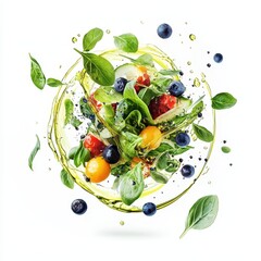 Poster - Salad ingredients splashed with delicious olive oil