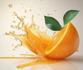 Poster - Cut out oranges splashed with juice, fresh and tasty