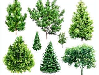 Poster - The landscape of a green park with trees and bushes, cut out
