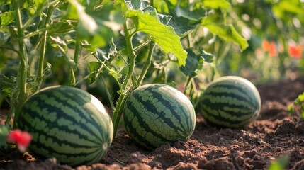 Wall Mural - Watermelons Growing in a Field