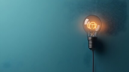 Poster - A conceptual image of a light bulb connected to an unseen power source representing the potential for innovation creativity and new ideas  The image features a minimalist
