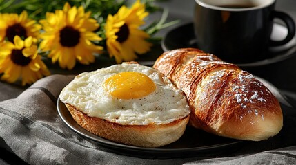  plate of eggs, coffee cup