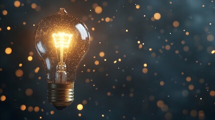 Poster - Conceptual of a light bulb that flickers in and out of existence symbolizing the ephemeral nature of ideas innovations and creative The image evokes a sense of the transient the temporary
