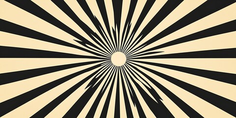 Wall Mural - Art Deco sunburst black and tan   pattern with radiating lines and geometric shapes