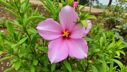 Sticker - Vibrant pink flower blooming in the garden