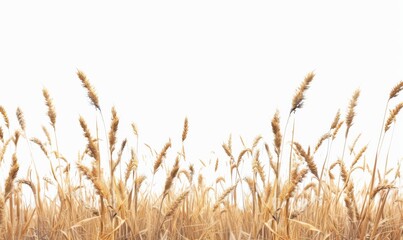 Naklejka na meble Horizontal wheat ears isolated on a white background with clipping path. Full Depth of field