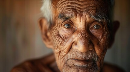 Aufkleber - An elderly man sits quietly, his weathered face reflecting wisdom and calmness, capturing the essence of a lifetime filled with experiences and cultural depth. Generative AI