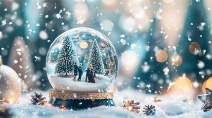 Canvas Print - Stock technology is used to create this magical snow globe with Christmas decorations