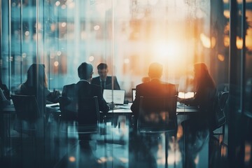Aufkleber - People in casual wear in a blurred business office with blurred bokeh background.