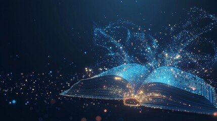 Leinwandbilder - Digital book for learning in a futuristic digital style. Stock photo