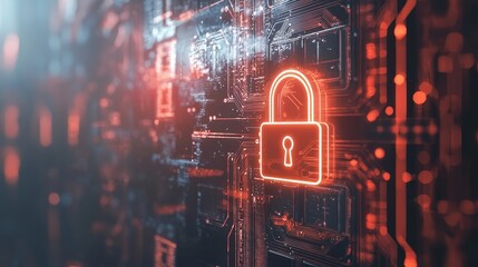 Leinwandbilder - Cyber security technology for fraud prevention and privacy data network protection concept with digital padlock on dark blue background