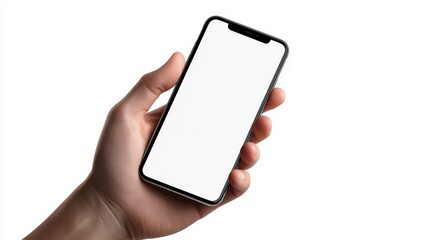 Poster - Pen tool, Clipping Path, and hand holding smart phone isolated on transparent background