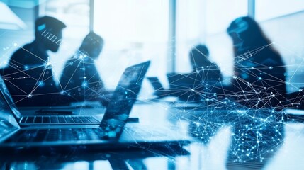 Poster - Office business people working with online network connections