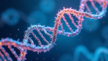 Wall Mural - illuminated dna double helix in a digital galaxy