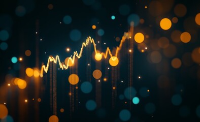 Poster - Stock market charts and graphs are shown on a dark blue background. Layers of graph lines are displayed on top of each other Stock market charts