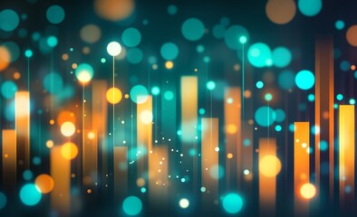 Poster - Financial data visualization Stock chart with blue and orange lines, dark background, blurry stock trading graph in the foreground.