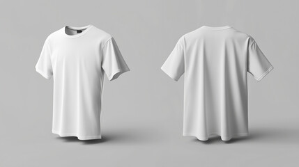 White t shirt mockup floating on minimalist background