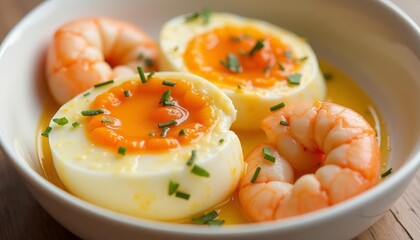 Poster - Deliciously cooked eggs and shrimp ready to be savored