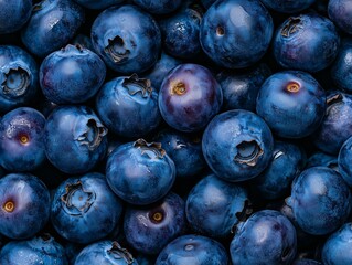 Wall Mural - A Pile of Fresh Blueberries, Juicy and Antioxidant-Rich, Ideal for Healthy Snacks, Breakfast Bowls, and Smoothies, Showcasing Their Organic and Ripe Blue Color in a Natural Setting