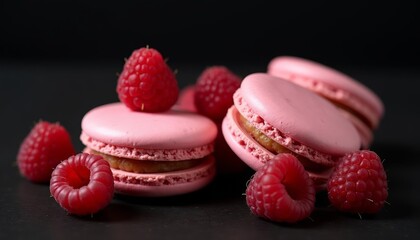 Canvas Print - Delicious raspberry macarons a delightful treat