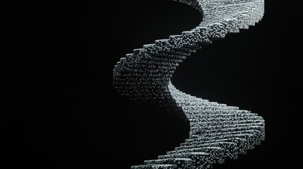 Wall Mural - A spiral staircase made of currency symbols, descending into darkness