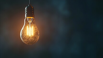 Poster - Conceptual image of a light bulb suspended in mid air radiating illumination and shedding light on the dark space symbolizing creativity innovation and enlightenment