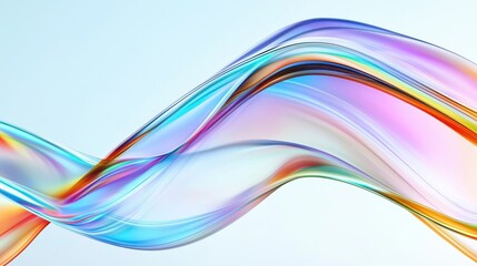 Wall Mural - Abstract, colorful waves resembling transparent glass, flowing with a dynamic and fluid motion