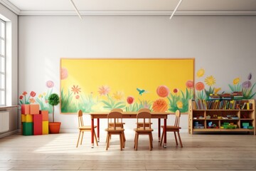 Wall Mural - Kindergarten classroom architecture furniture.