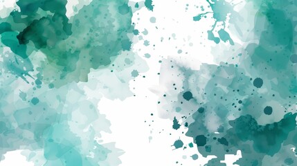 Poster - Vibrant abstract watercolor background in shades of green and turquoise, showcasing fluid brush strokes and a harmonious blend of colors, creating a calming atmosphere for various design applications