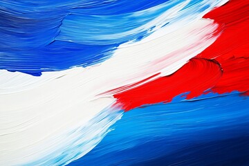 A pattern of red, white, and blue wavy brushstrokes on a white background