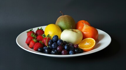 Wall Mural - Exotic fruit arrangement on a glossy white plate