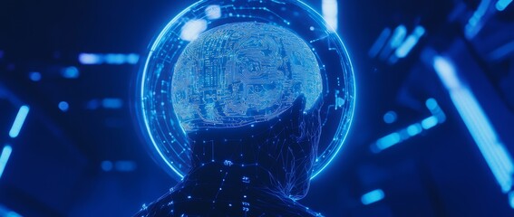 Poster - Against a blue backdrop, a set of data streams, representative of stock stock, glow in the background