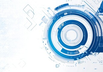 Poster - A blue and white abstract background with geometric shapes and soft blurred light Abstract technology background stock image