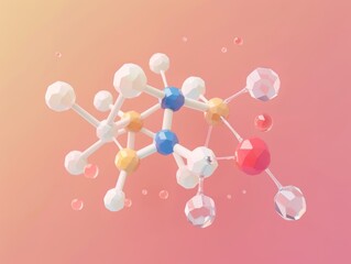 Poster - Colorful Abstract Representation of a Nutrient Molecule for Hydration