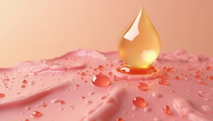 Wall Mural - Elegant droplet of light on a pink surface