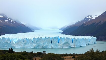 Poster - Majestic glacier in a serene mountain lake