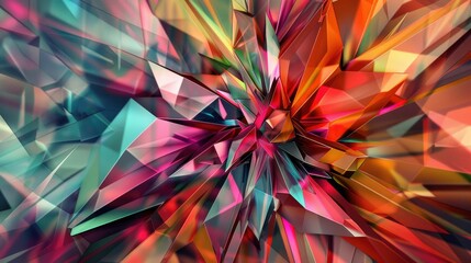 Wall Mural - Abstract polygonal background with a burst of colorful facets